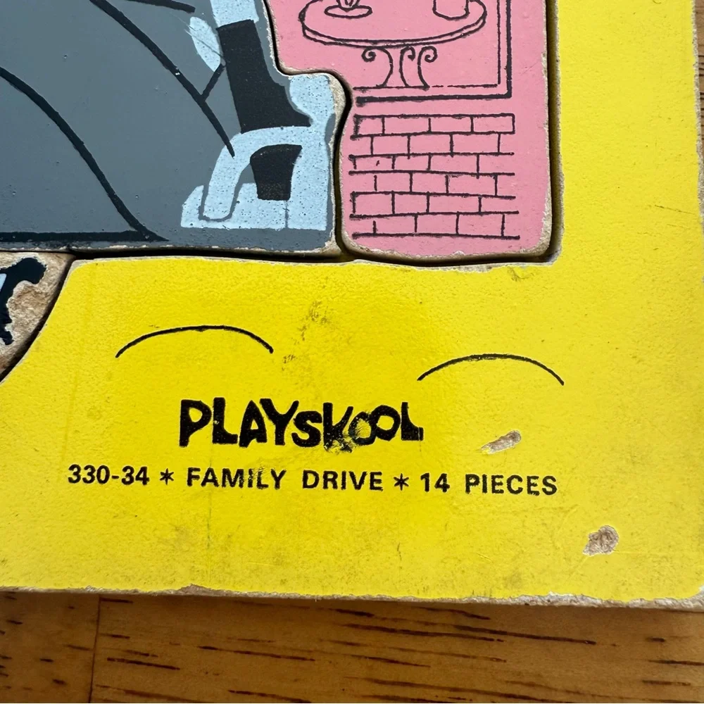 Vintage Playskool‎ Wooden Puzzles 6 Sesame Street Drive Lion Table Fire Pigs